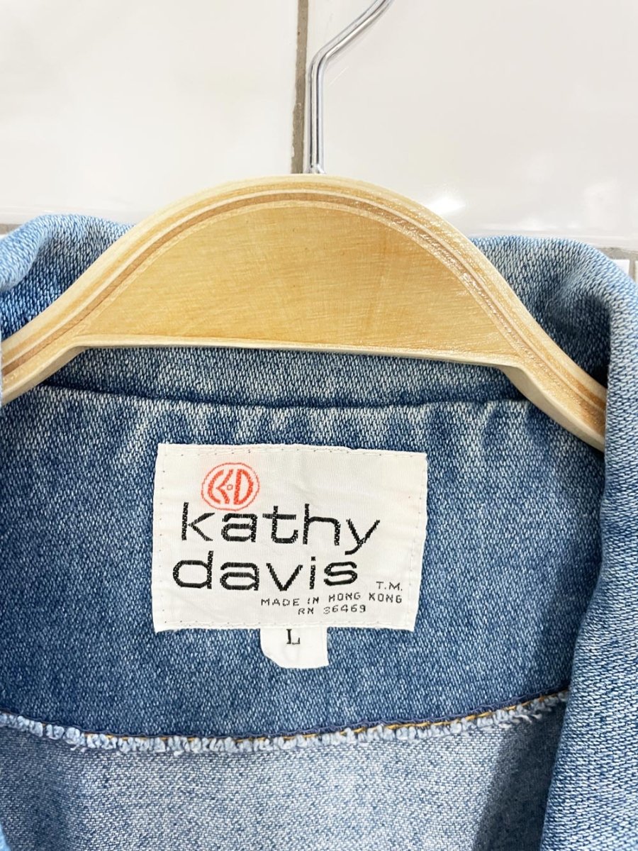 vintage 90s kathy davis western denim snap button shirt jacket - good market thrift store