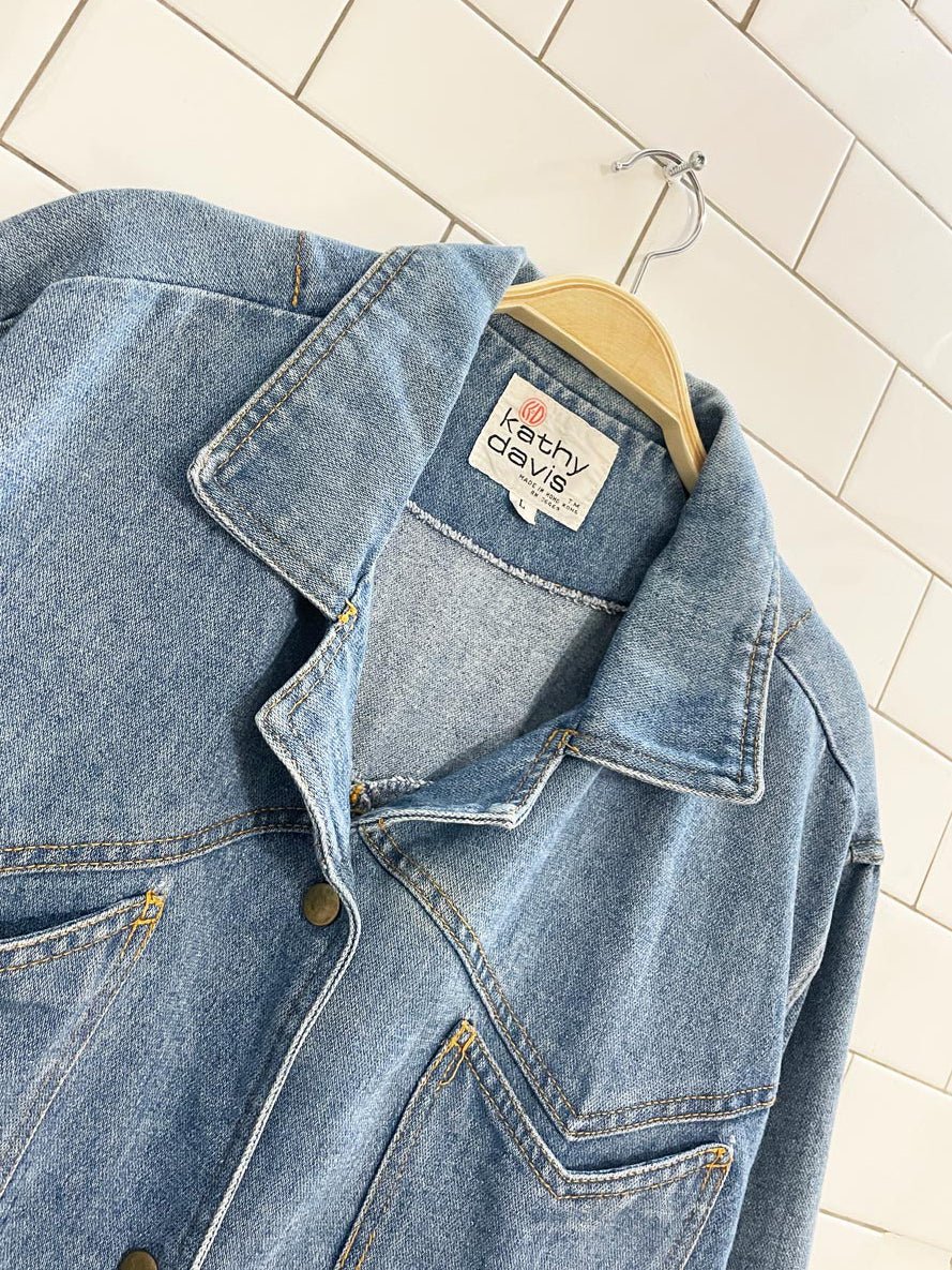 vintage 90s kathy davis western denim snap button shirt jacket - good market thrift store