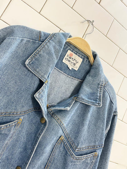 vintage 90s kathy davis western denim snap button shirt jacket - good market thrift store