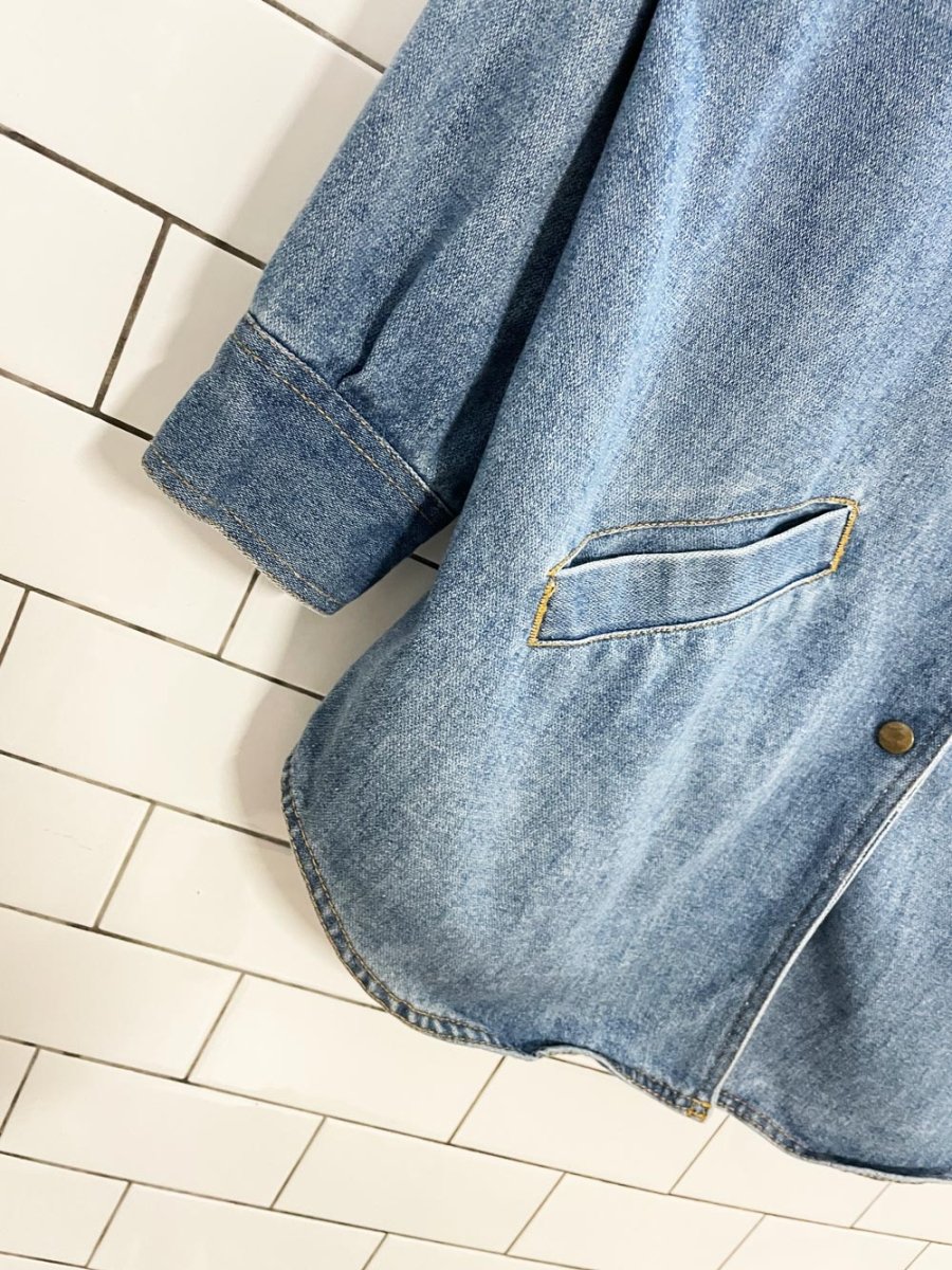 vintage 90s kathy davis western denim snap button shirt jacket - good market thrift store