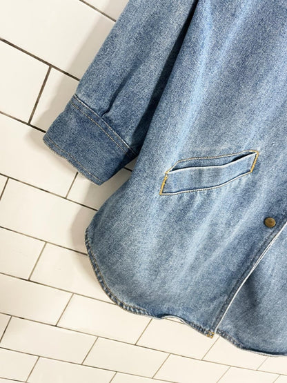 vintage 90s kathy davis western denim snap button shirt jacket - good market thrift store