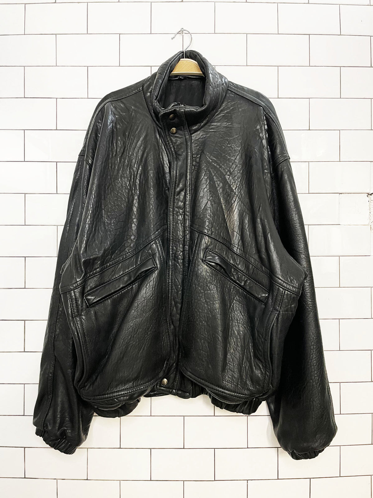 vintage bovines adventure wear pebble butter leather bomber jacket