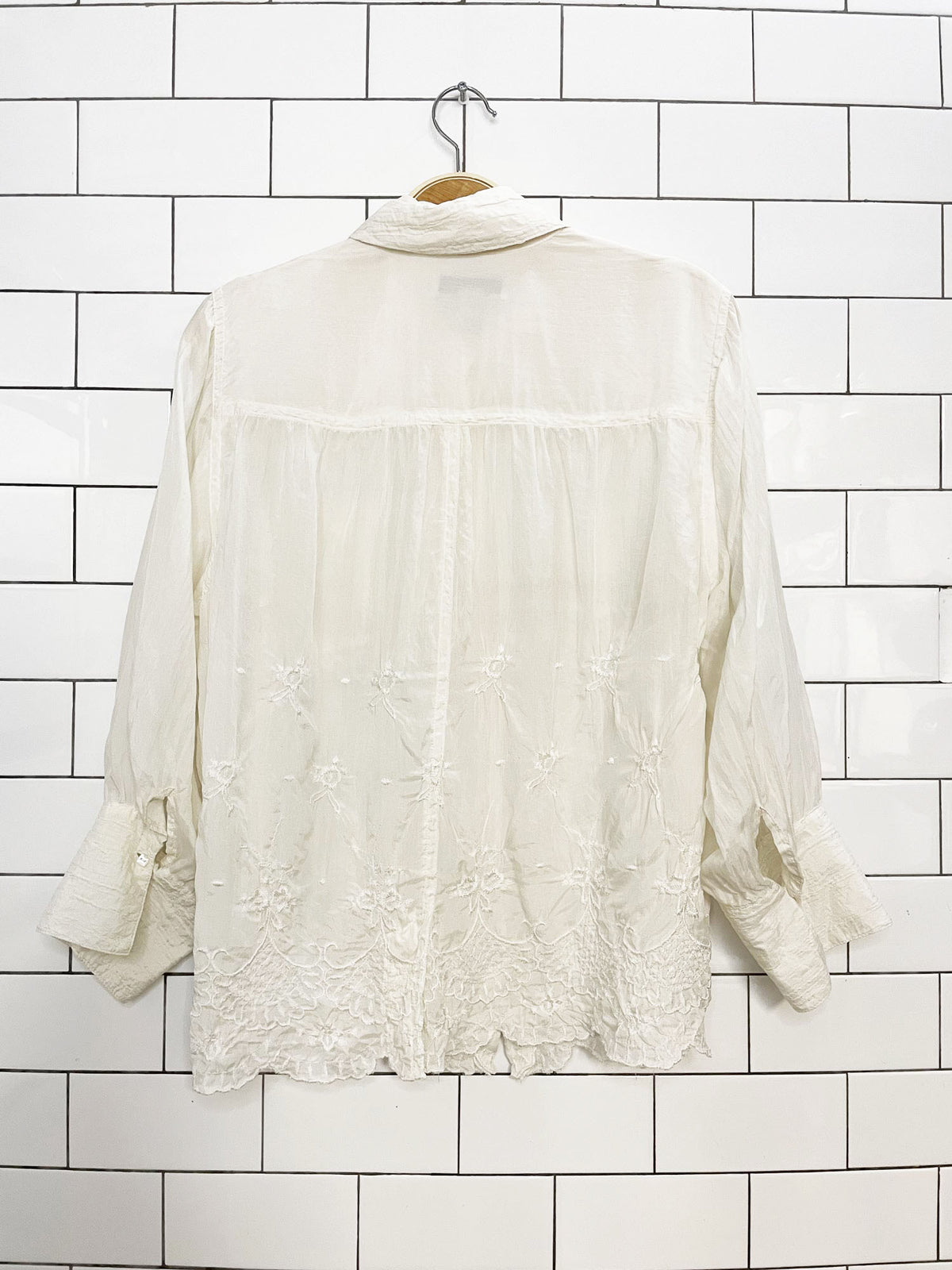 vintage coldwater creek 100% silk embroidered floral blouse