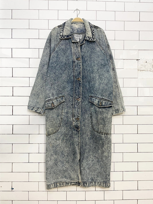 vintage 90s SB II acid wash long denim jacket | bitterman