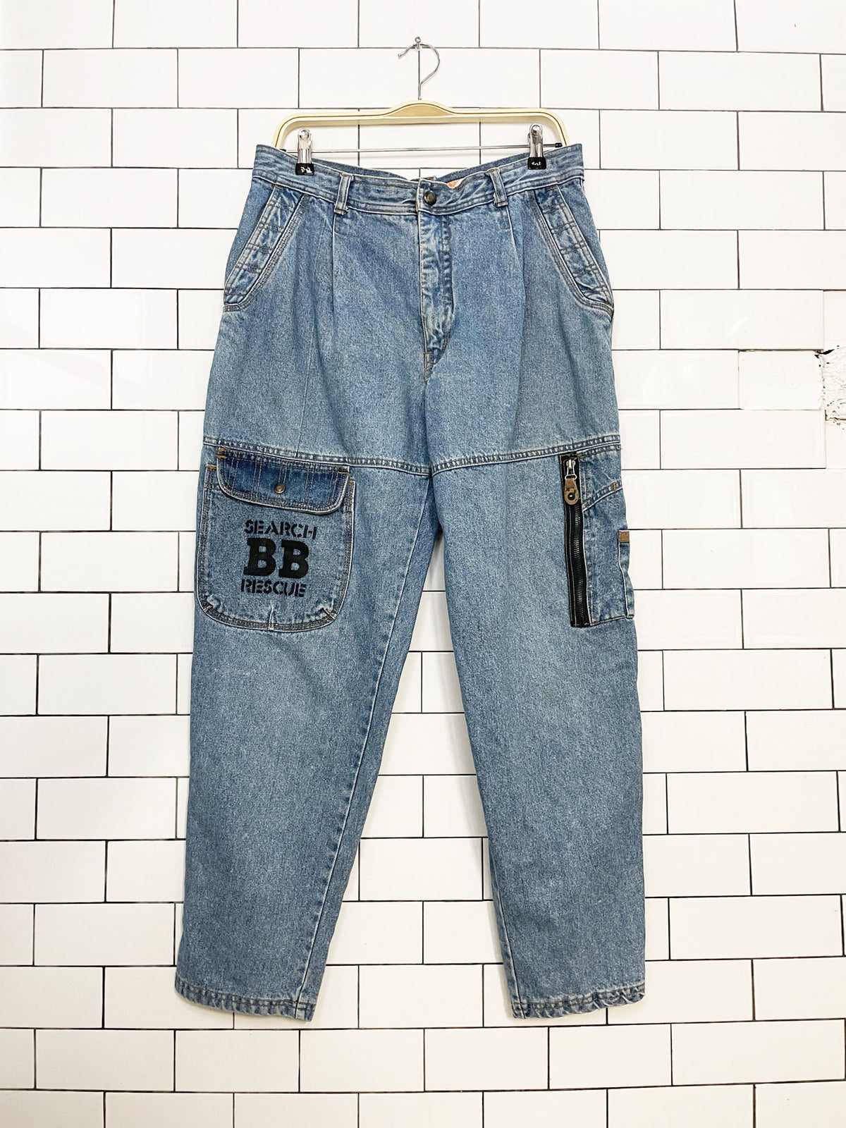 vintage 90s bugle boy pleated search + rescue jeans