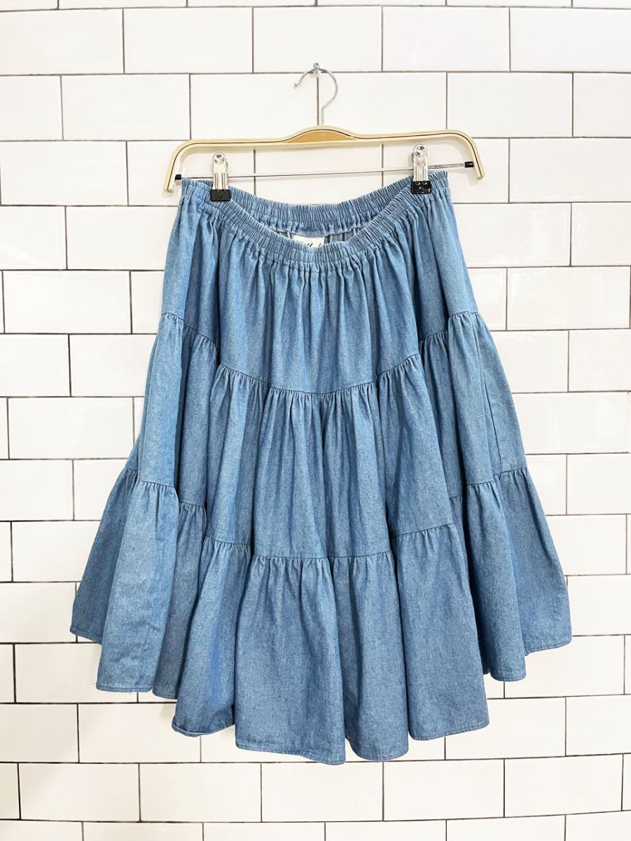 vintage 70s citlali texas western tiered denim mini skirt | made in USA - good market thrift store