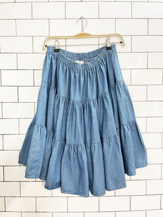 vintage 70s citlali texas western tiered denim mini skirt | made in USA - good market thrift store