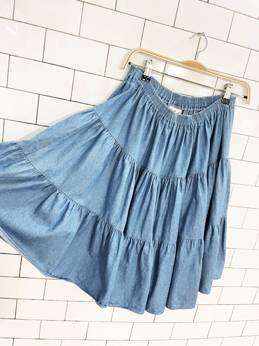 vintage 70s citlali texas western tiered denim mini skirt | made in USA - good market thrift store