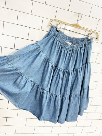 vintage 70s citlali texas western tiered denim mini skirt | made in USA - good market thrift store