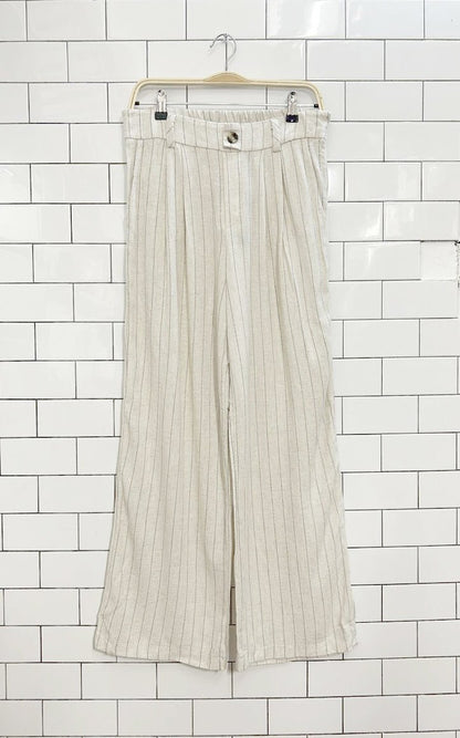 nwt monteau linen - blend wide leg pleated trousers - good market thrift store