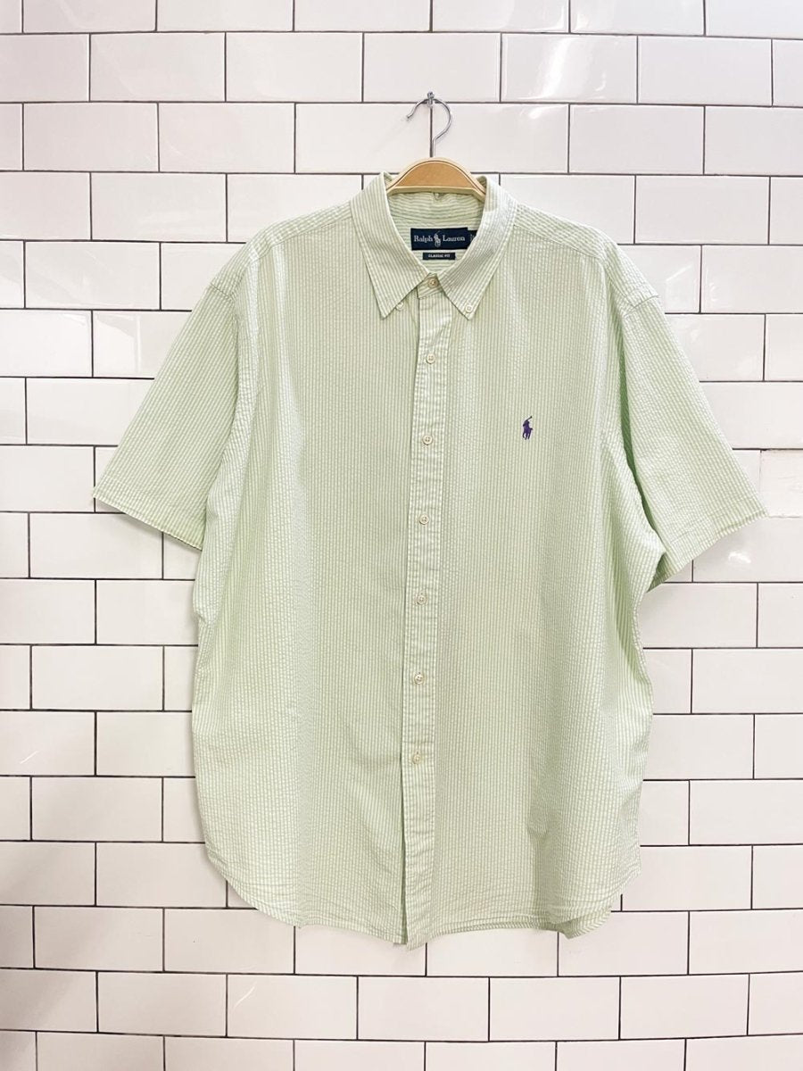 vintage ralph lauren seersucker short sleeve shirt - good market thrift store