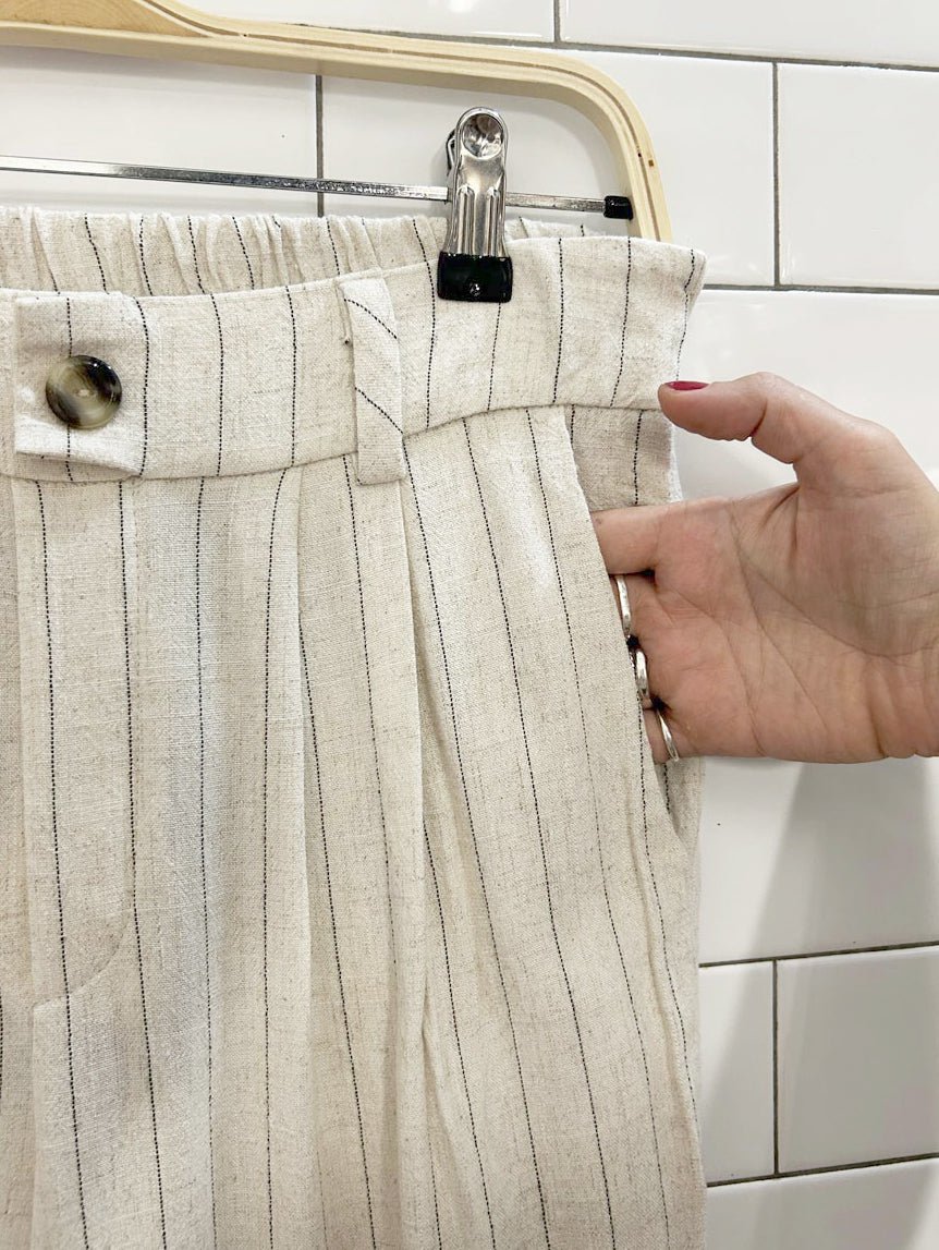 nwt monteau linen - blend wide leg pleated trousers - good market thrift store