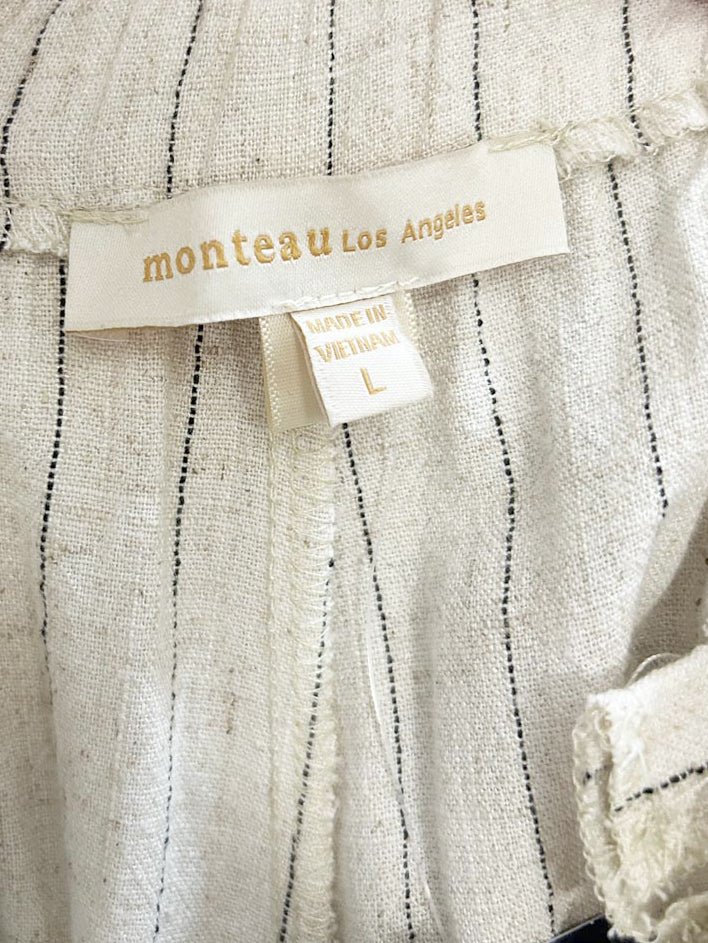 nwt monteau linen - blend wide leg pleated trousers - good market thrift store