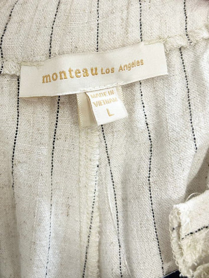 nwt monteau linen - blend wide leg pleated trousers - good market thrift store