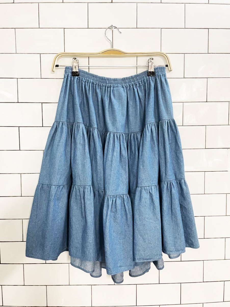 vintage 70s citlali texas western tiered denim mini skirt | made in USA - good market thrift store