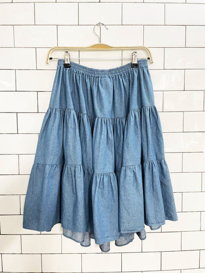 vintage 70s citlali texas western tiered denim mini skirt | made in USA - good market thrift store