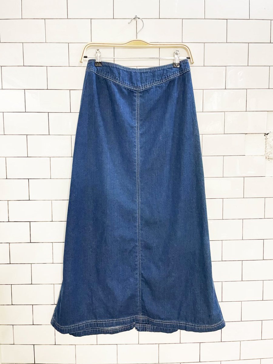 vintage 00s koret basque waist denim midi skirt - good market thrift store