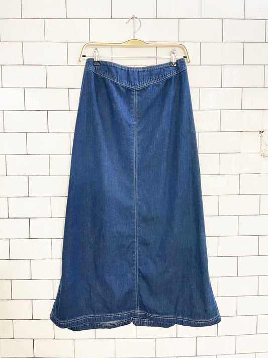 vintage 00s koret basque waist denim midi skirt - good market thrift store