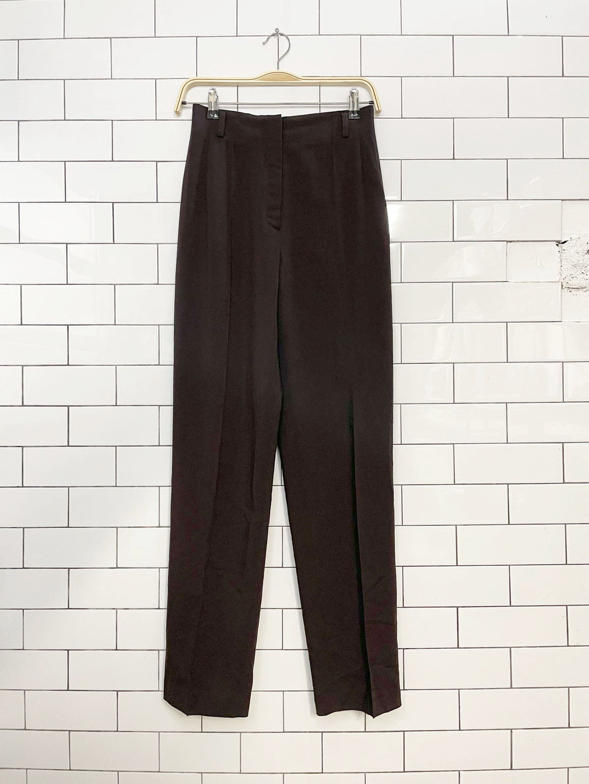liz claiborne wool-blend high rise stretchy pleated trousers