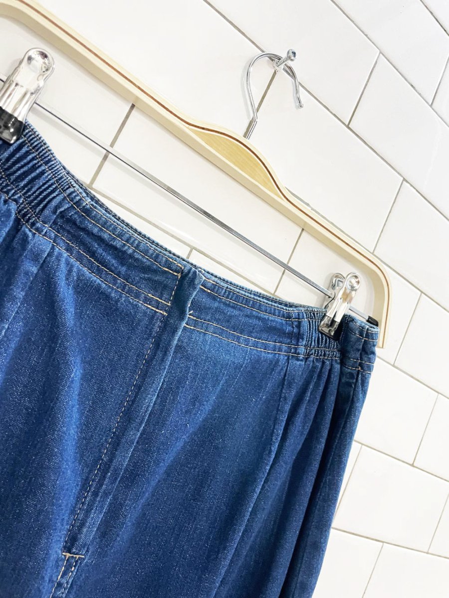 vintage 00s koret basque waist denim midi skirt - good market thrift store