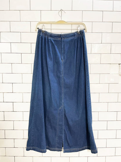 vintage 00s koret basque waist denim midi skirt - good market thrift store