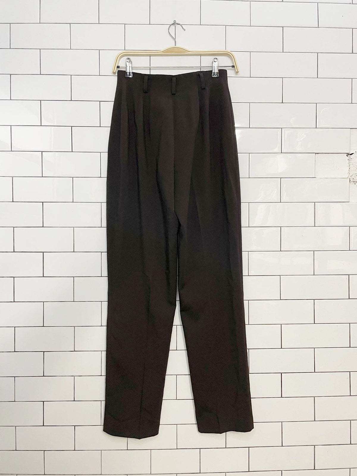 liz claiborne wool-blend high rise stretchy pleated trousers