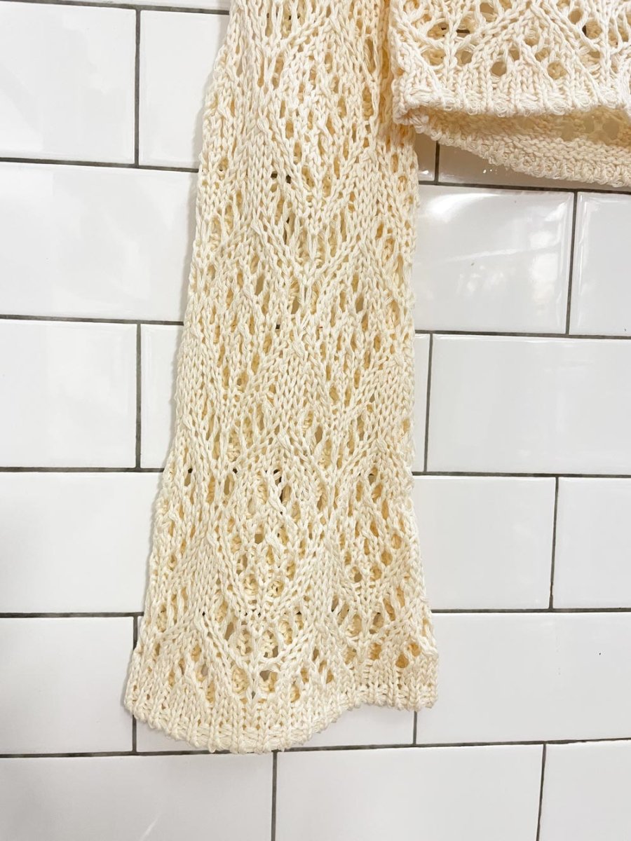 zara crochet knit top with bell sleeves - good market thrift store