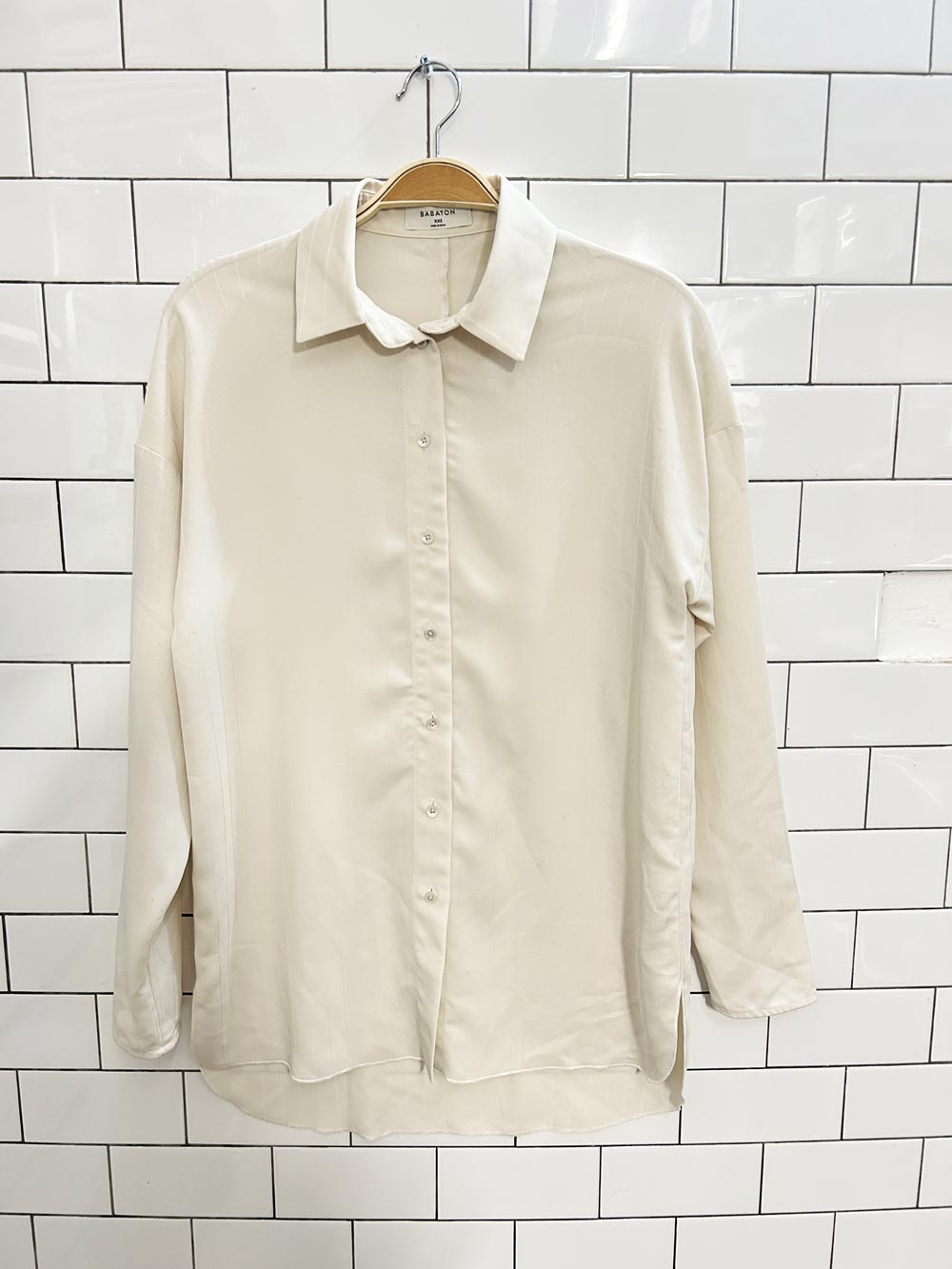 babaton kearny oversized pin stripe blouse - good market thrift store