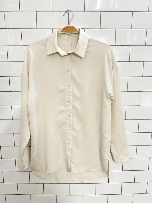 babaton kearny oversized pin stripe blouse - good market thrift store