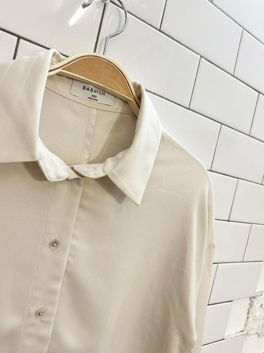 babaton kearny oversized pin stripe blouse - good market thrift store