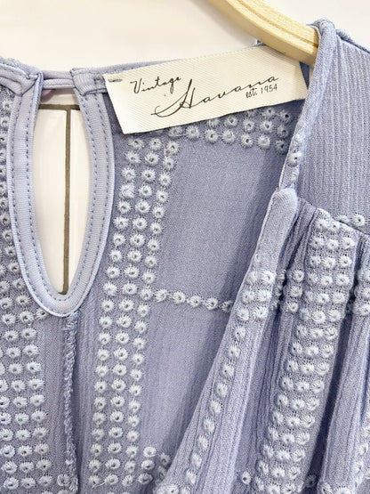 vintage havana blue eyelet bell sleeve romper - good market thrift store