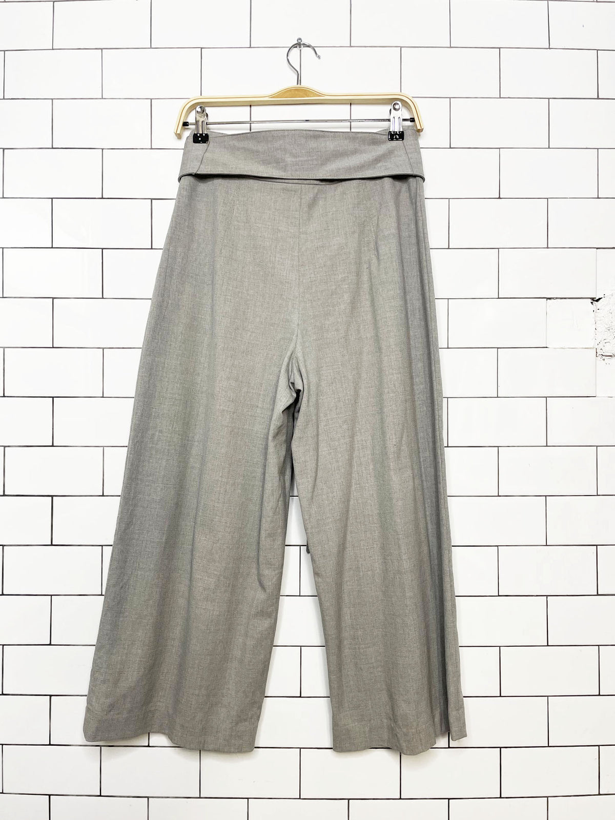 club monaco wool-blend pleated wide leg belted pants