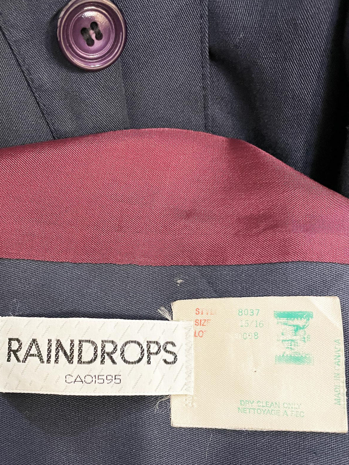 vintage raindrops classic belted trench coat | made in Canada