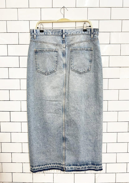 zara front slit light denim midi skirt - good market thrift store