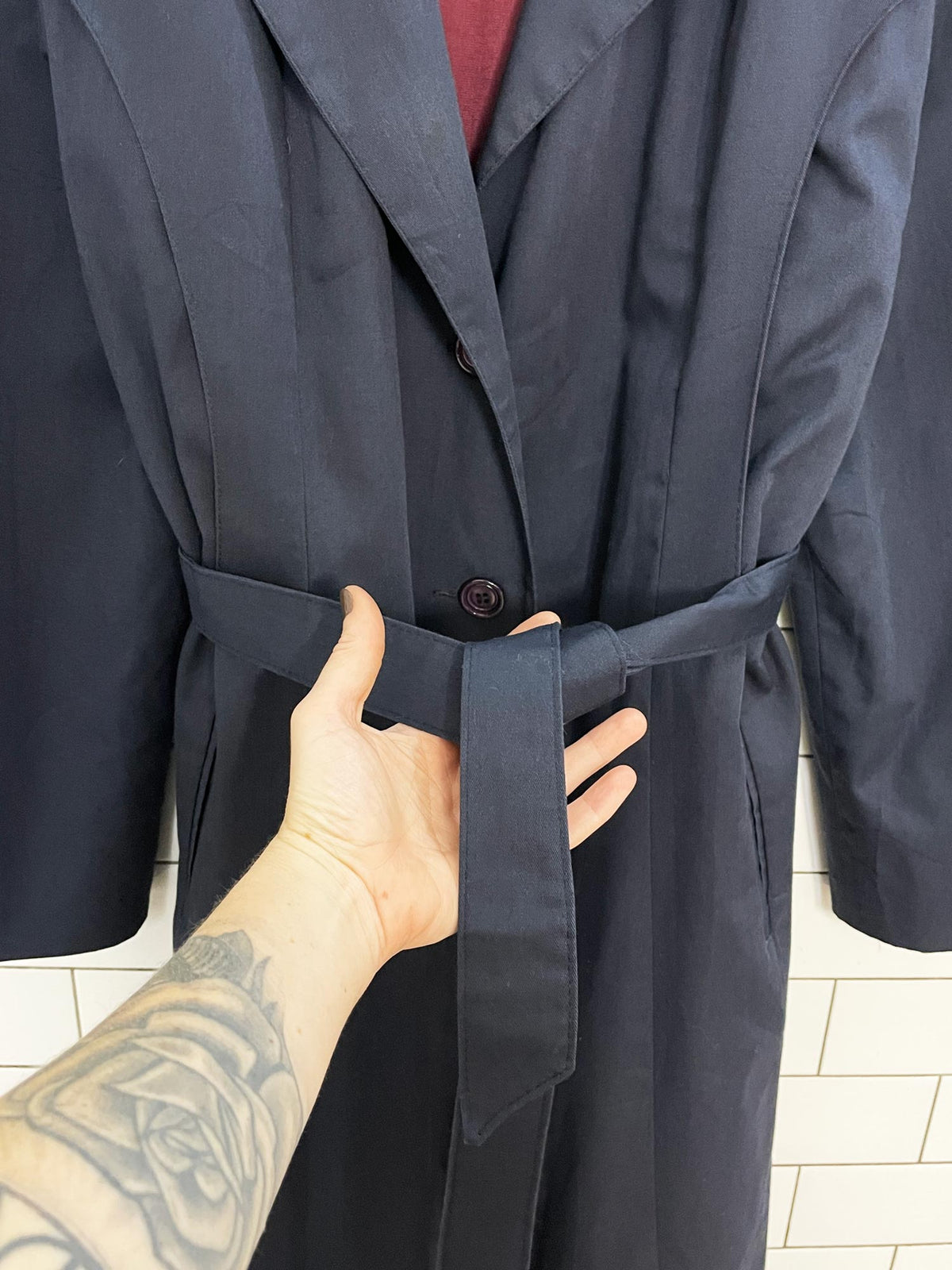 vintage raindrops classic belted trench coat | made in Canada