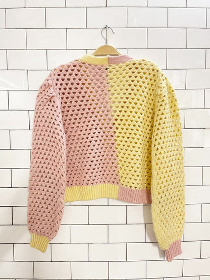 zara wool - blend crochet chunky knit oversized cardigan - good market thrift store