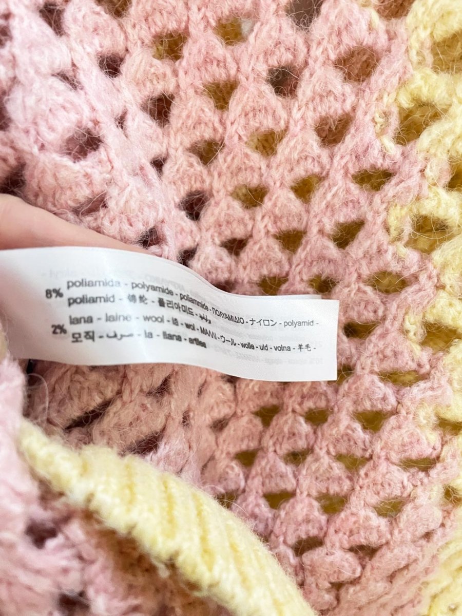 zara wool - blend crochet chunky knit oversized cardigan - good market thrift store