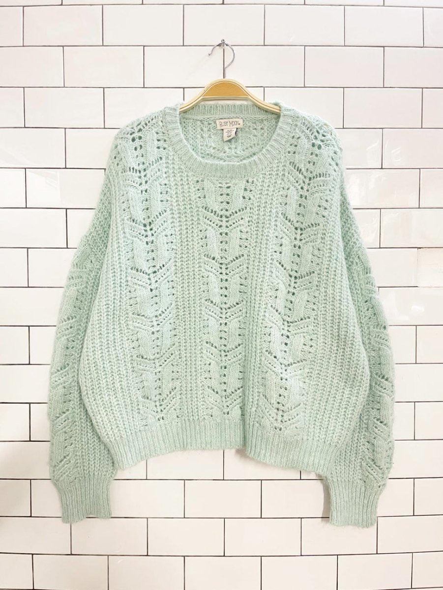 ruby moon wool - blend pointelle chunky knit sweater - good market thrift store