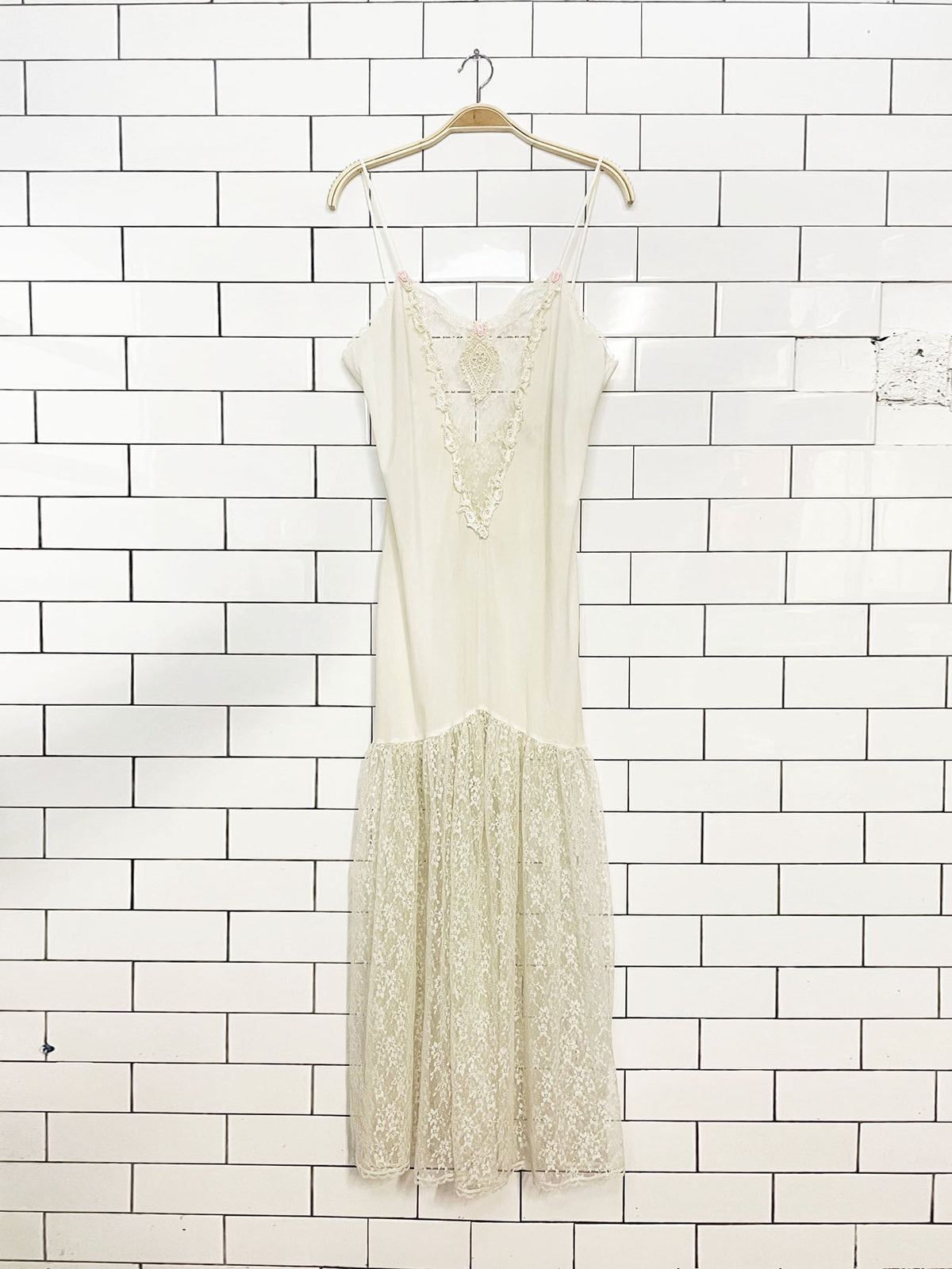 x2 vintage undercover wear lace maxi slip dress + cardigan set | made in USA