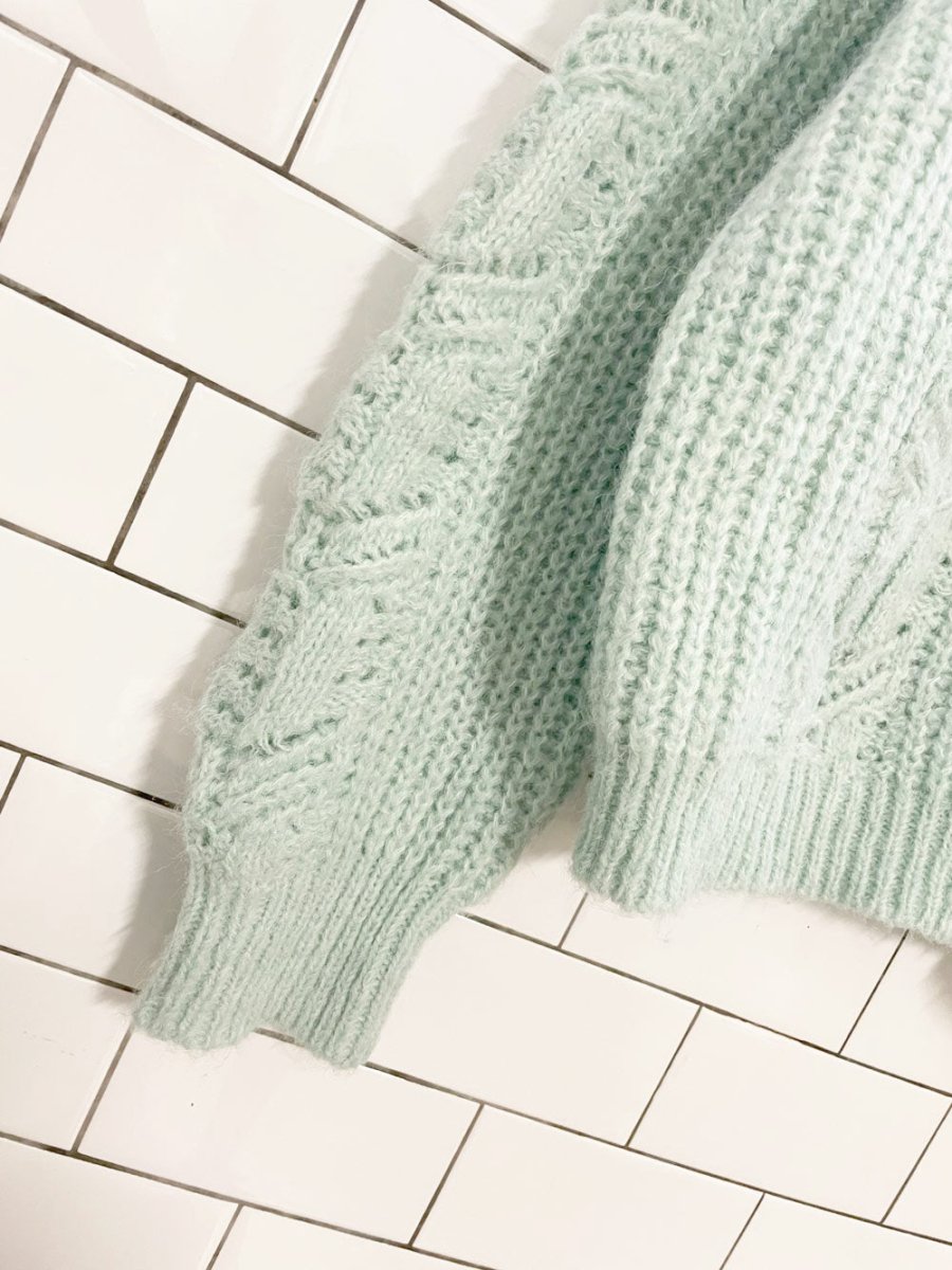 ruby moon wool - blend pointelle chunky knit sweater - good market thrift store