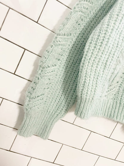 ruby moon wool - blend pointelle chunky knit sweater - good market thrift store