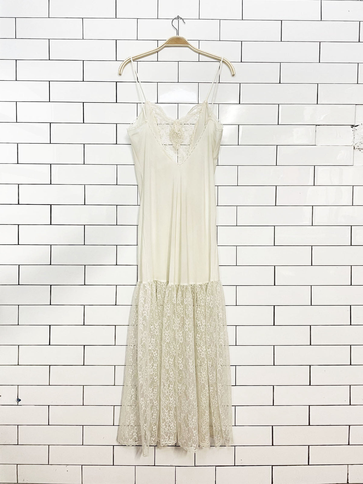 x2 vintage undercover wear lace maxi slip dress + cardigan set | made in USA