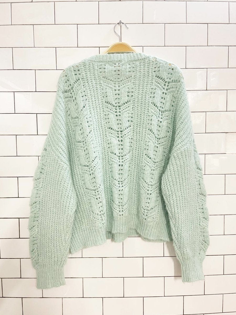 ruby moon wool - blend pointelle chunky knit sweater - good market thrift store