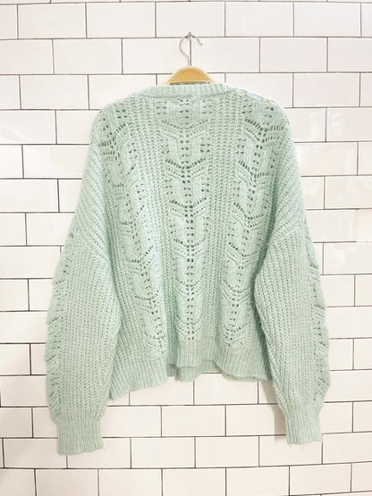 ruby moon wool - blend pointelle chunky knit sweater - good market thrift store