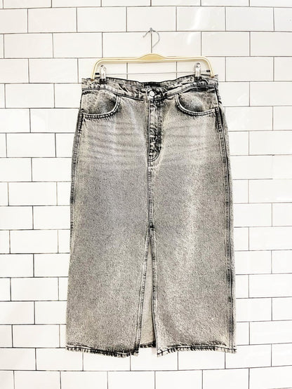 zara acid wash denim midi skirt - good market thrift store