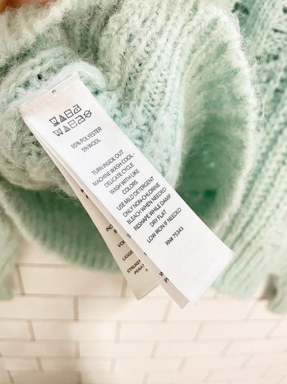 ruby moon wool - blend pointelle chunky knit sweater - good market thrift store