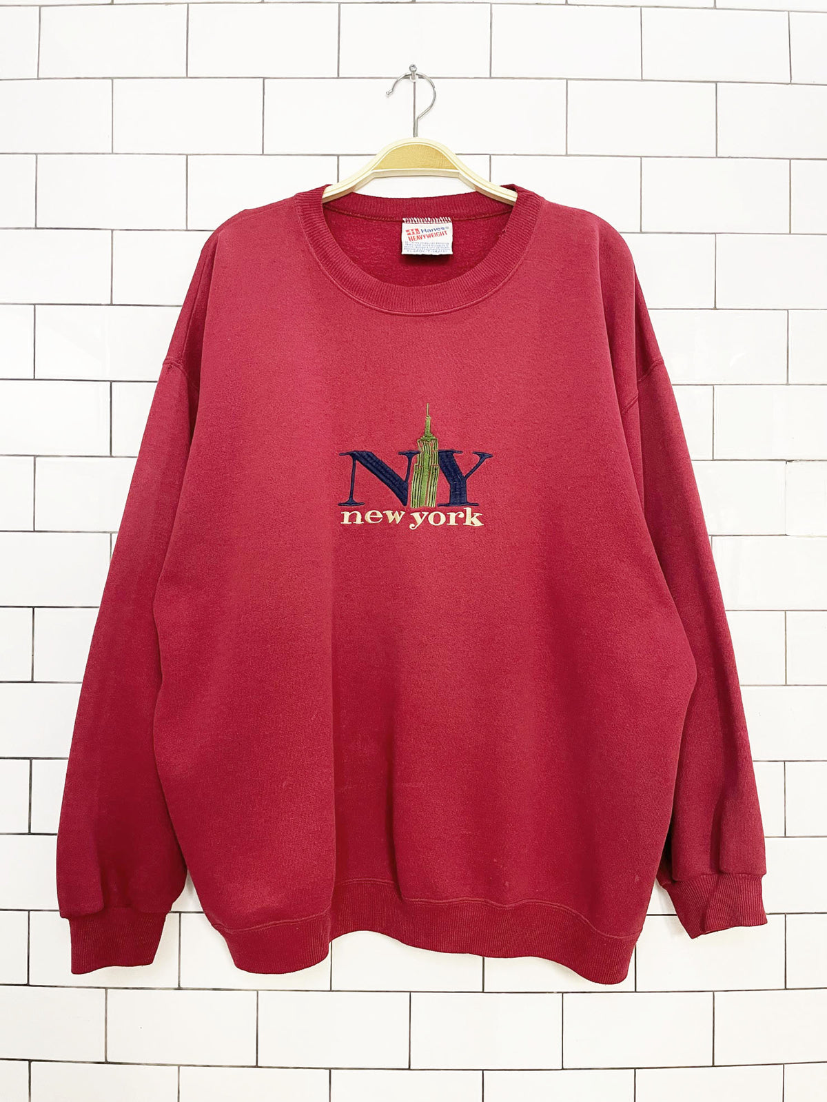 vintage 00s new york spell out empire state building sweatshirt | hanes heavyweight