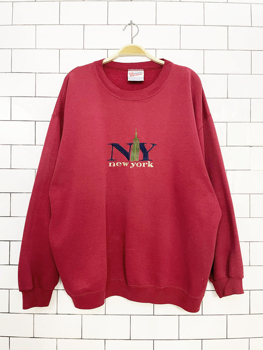 vintage 00s new york spell out empire state building sweatshirt | hanes heavyweight