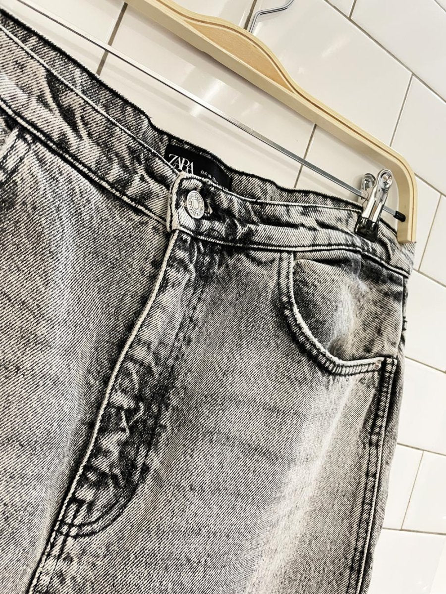 zara acid wash denim midi skirt - good market thrift store