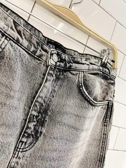 zara acid wash denim midi skirt - good market thrift store